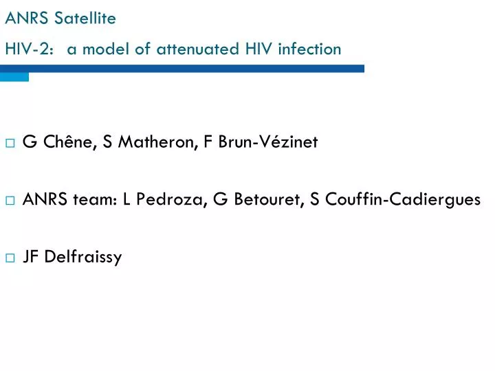 anrs satellite hiv 2 a model of attenuated hiv infection