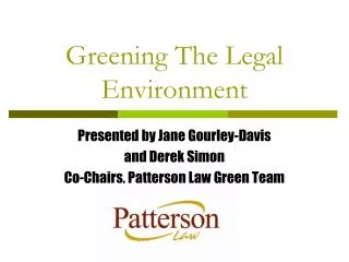 Greening The Legal Environment