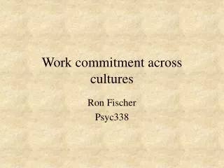 work commitment across cultures