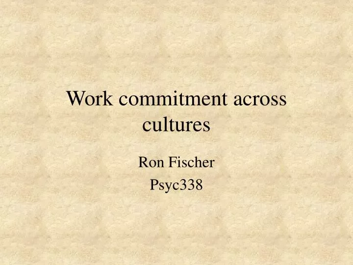 work commitment across cultures
