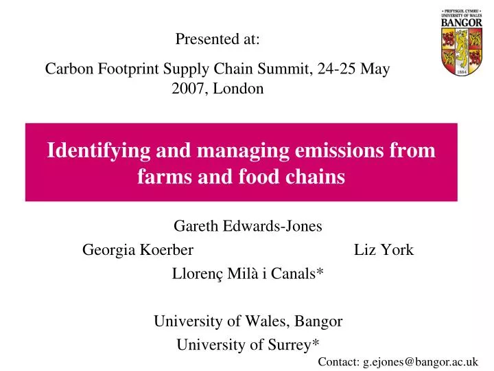 identifying and managing emissions from farms and food chains