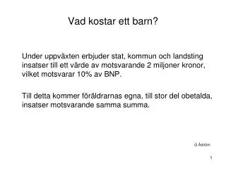 vad kostar ett barn