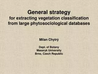 General strategy for extracting vegetation classification from large phytosociological databases