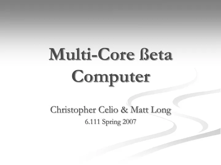 multi core eta computer