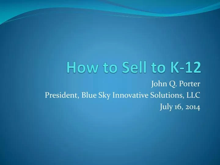 how to sell to k 12