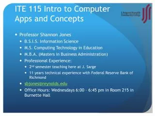 ITE 115 Intro to Computer Apps and Concepts