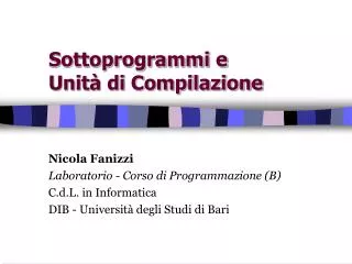 sottoprogrammi e unit di compilazione