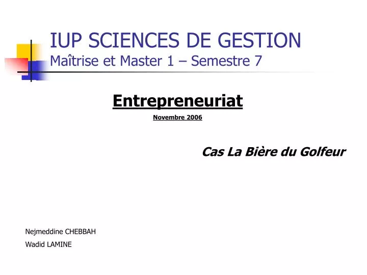 iup sciences de gestion ma trise et master 1 semestre 7