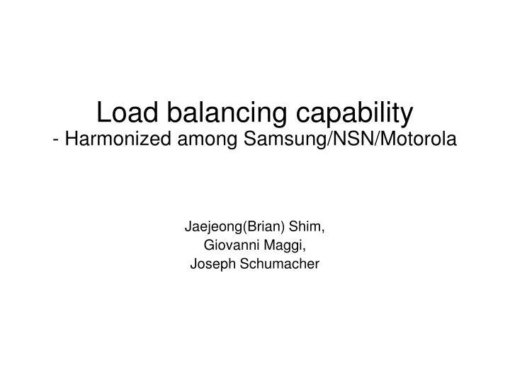 load balancing capability harmonized among samsung nsn motorola