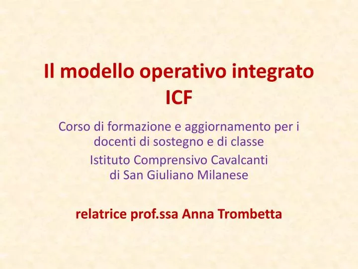 il modello operativo integrato icf