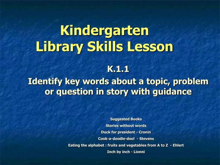 kindergarten library skills lesson