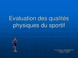 evaluation des qualit s physiques du sportif