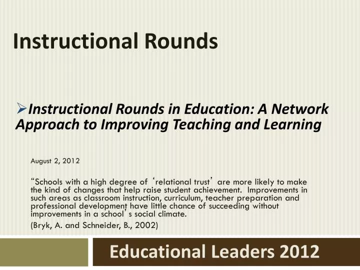 instructional rounds in education a network approach to improving teaching and learning