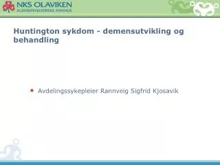 huntington sykdom demensutvikling og behandling