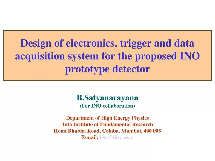 design of electronics trigger and data acquisition system for the proposed ino prototype detector