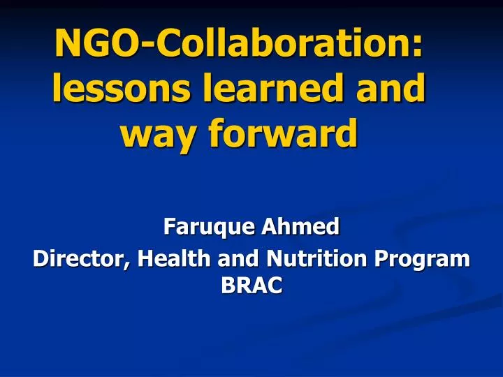 ngo collaboration lessons learned and way forward