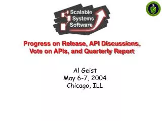 Progress on Release, API Discussions, Vote on APIs, and Quarterly Report