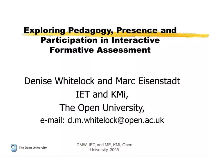 exploring pedagogy presence and participation in interactive formative assessment