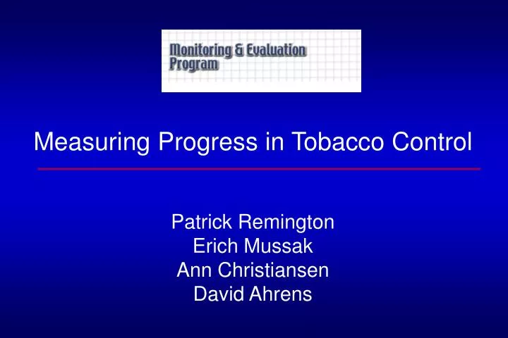measuring progress in tobacco control