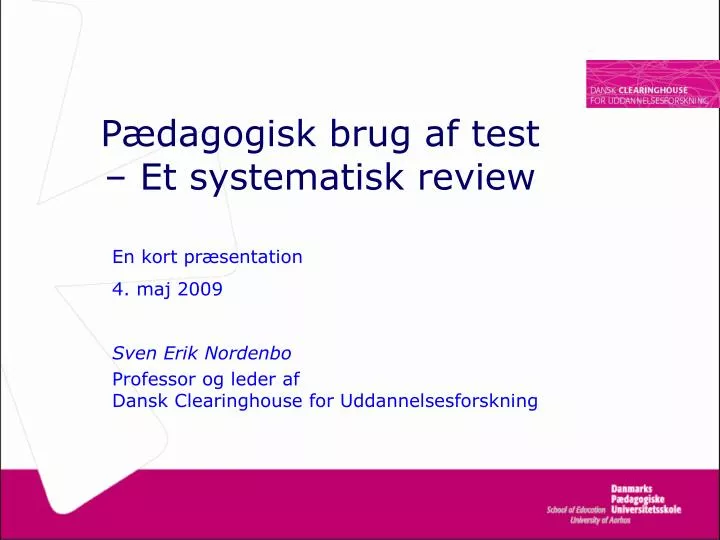 p dagogisk brug af test et systematisk review