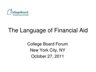 The Language of Financial Aid