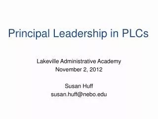 Principal Leadership in PLCs