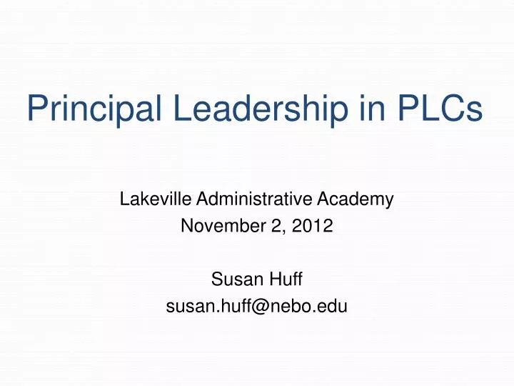principal leadership in plcs