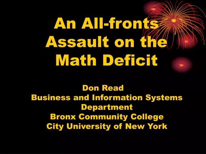 an all fronts assault on the math deficit