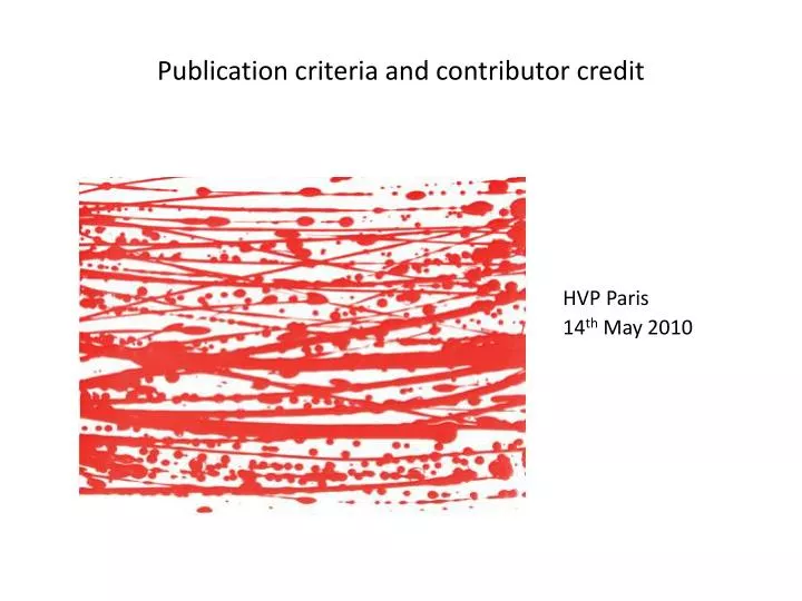 publication criteria and contributor credit