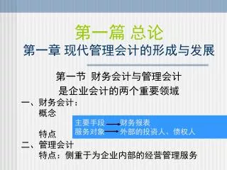 第一篇 总论 第一章 现代管理会计的形成与发展