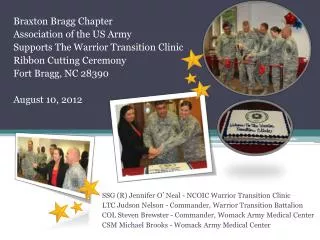 Braxton Bragg Chapter Association of the US Army Supports The Warrior Transition Clinic