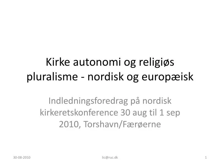 kirke autonomi og religi s pluralisme nordisk og europ isk