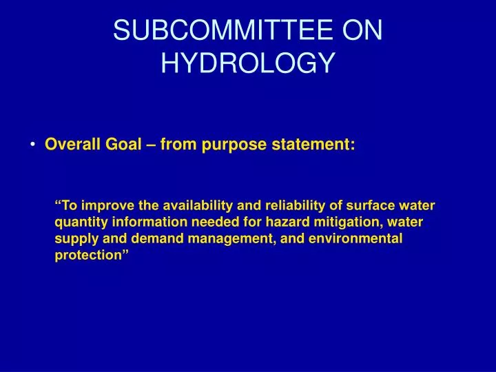 subcommittee on hydrology