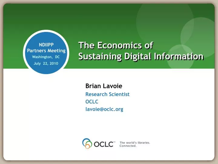the economics of sustaining digital information