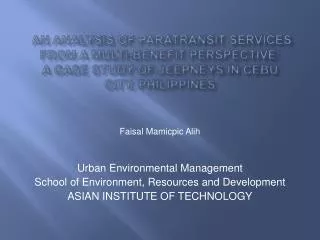 Faisal Mamicpic Alih Urban Environmental Management