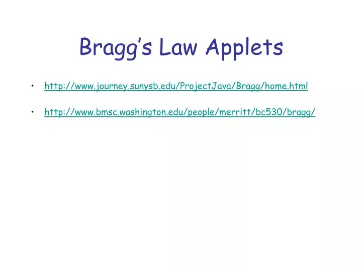 bragg s law applets