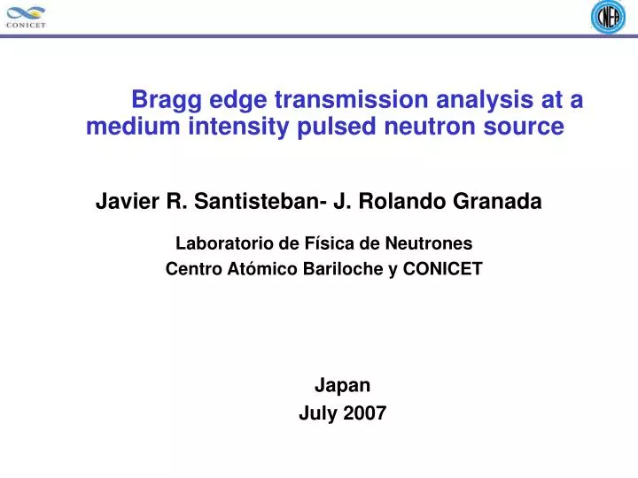 bragg edge transmission analysis at a medium intensity pulsed neutron source