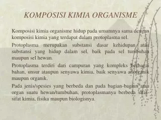 komposisi kimia organisme