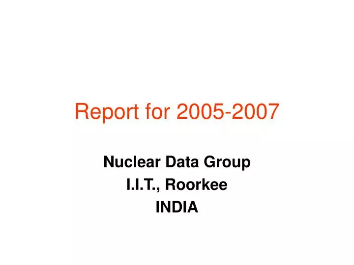 report for 2005 2007
