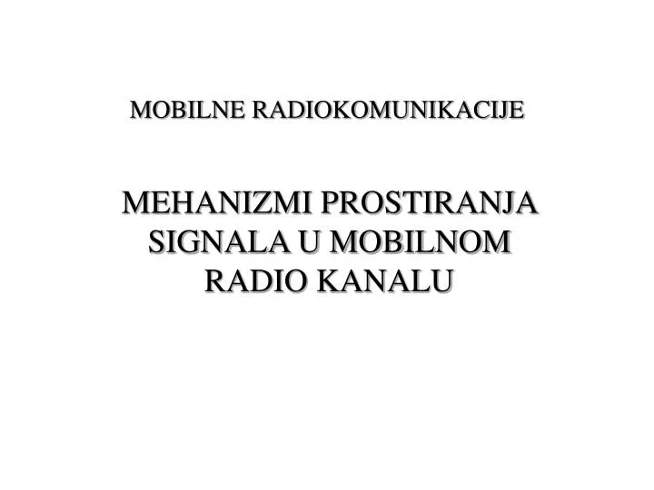 mobilne radiokomunikacije