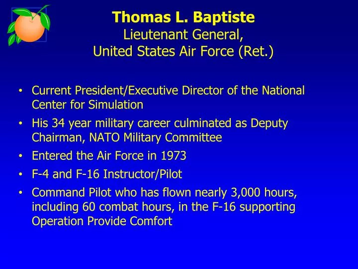 thomas l baptiste lieutenant general united states air force ret