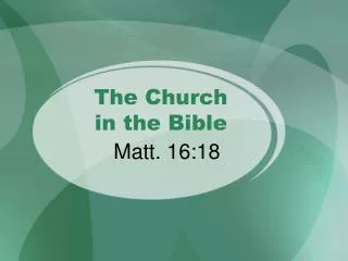 The Church in the Bible
