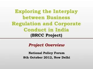National Policy Forum 8th October 2012, New Delhi