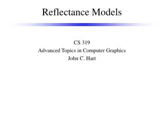 Reflectance Models