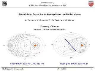 Slant Column Errors due to Assumption of Lambertian albedo