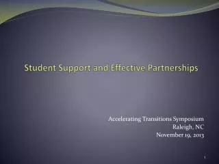 Student Support and Effective Partnerships