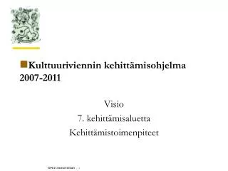 Kulttuuriviennin kehittämisohjelma 2007-2011