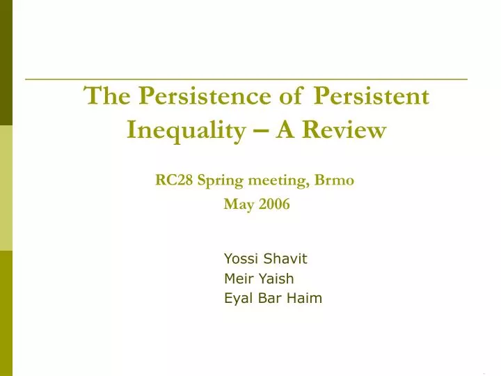 the persistence of persistent inequality a review