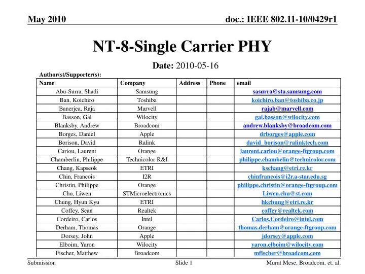 nt 8 single carrier phy
