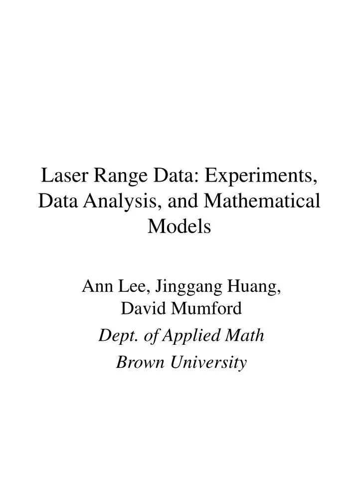 laser range data experiments data analysis and mathematical models